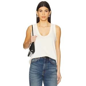 ☀️Krisa Revolve Solid White Scoop Neck Sleeveless Tunic Tank Top NWT